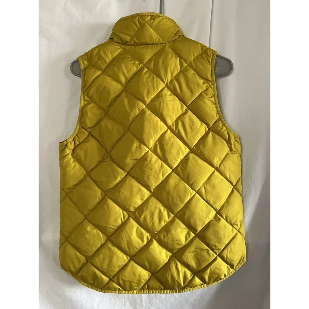 J. Crew Women's Mustard‎ Yellow Diamond Quilted Down Vest Size S - Picture 4 of 5
